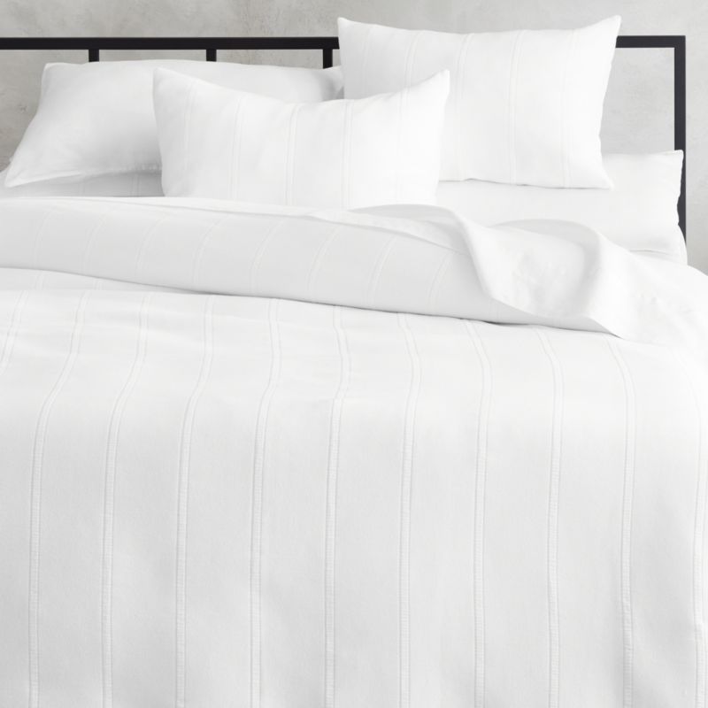 Brito White Stitched Full Queen Duvet Cover Cb2