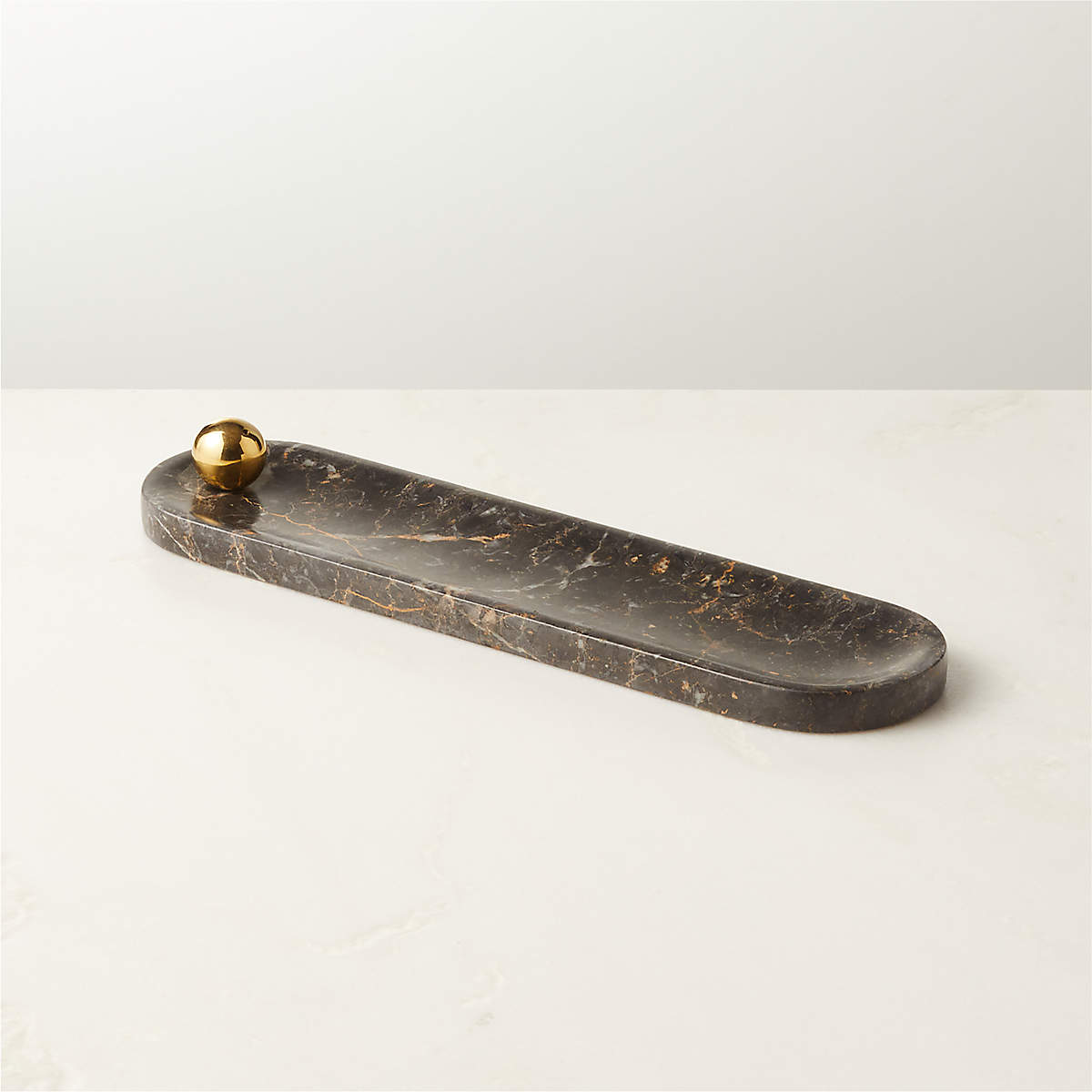 Brix Modern Black Golden Marble Incense Burner + Reviews CB2