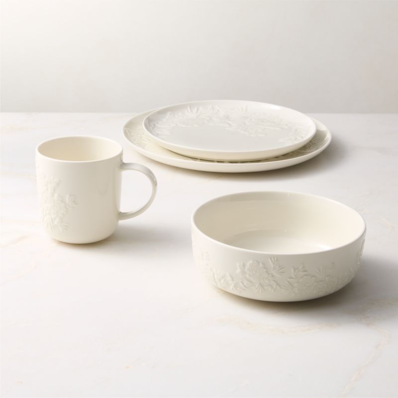 Brielle Ivory Floral Embossed Porcelain Soup Bowls Set of 6 - image 4 of 5