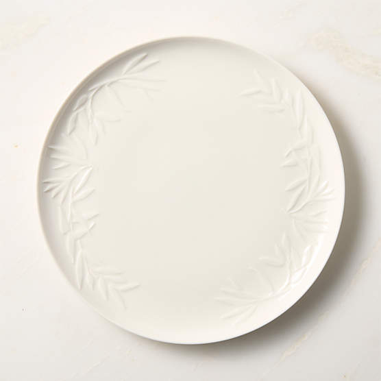 Brielle Ivory Floral Embossed Porcelain Dinner Plate