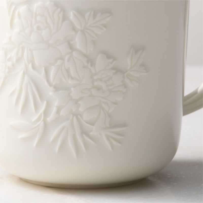 Brielle Ivory Floral Embossed Porcelain Mug 11.75oz - image 1 of 3