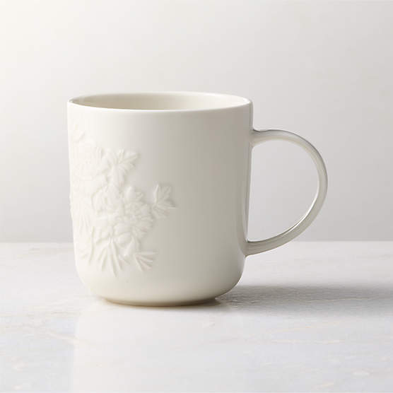 Brielle Ivory Floral Embossed Porcelain Mug 11.75oz