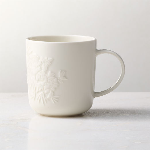 Brielle Ivory Floral Embossed Porcelain Mug 11.75oz