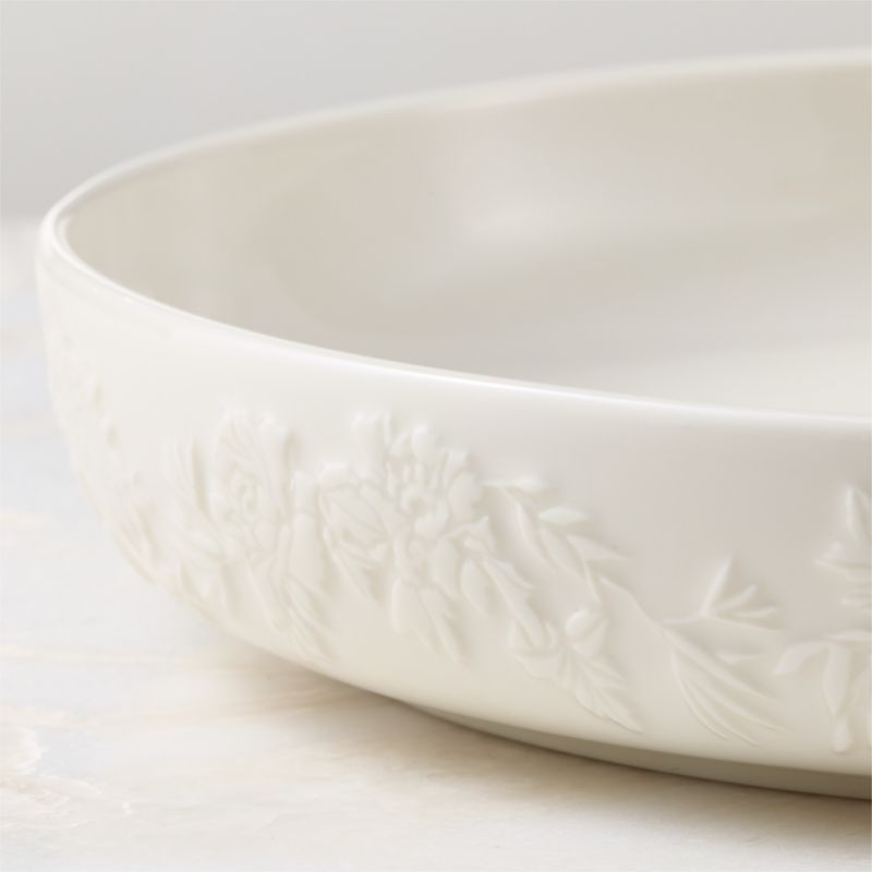 Brielle 4-Piece Ivory Floral Embossed Porcelain Dinnerware Set With Pasta Bowl - image 4 of 8