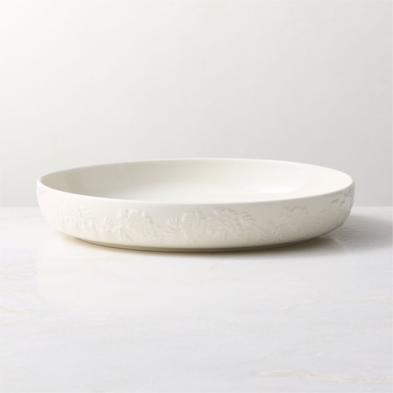 Brielle 4-Piece Ivory Floral Embossed Porcelain Dinnerware Set With Pasta Bowl - image 5 of 8