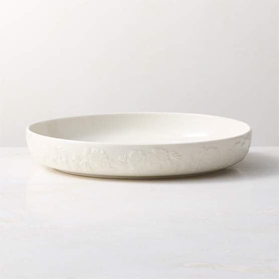 Brielle Ivory Floral Embossed Porcelain Pasta Bowl