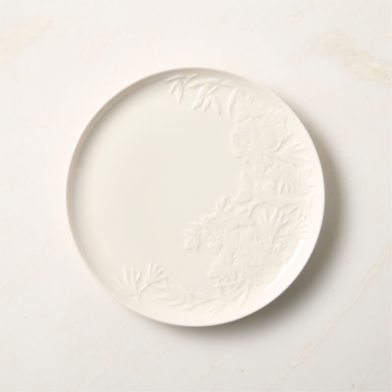 Brielle 4-Piece Ivory Floral Embossed Porcelain Dinnerware Set With Pasta Bowl - image 3 of 8