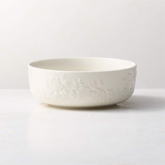 Brielle Ivory Floral Embossed Porcelain Soup Bowl