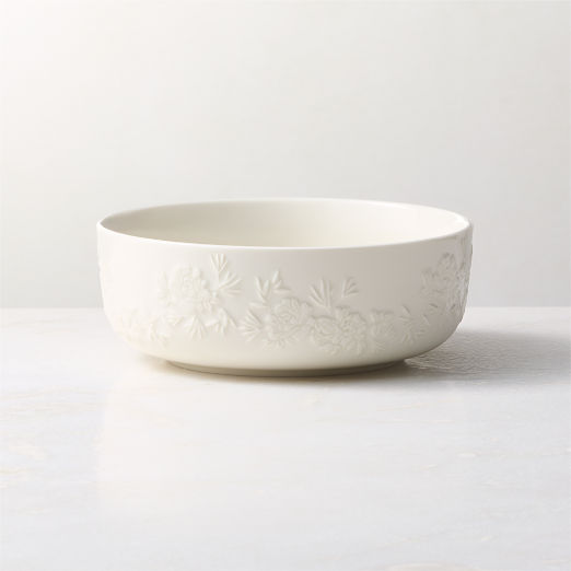 Brielle Ivory Floral Embossed Porcelain Soup Bowl