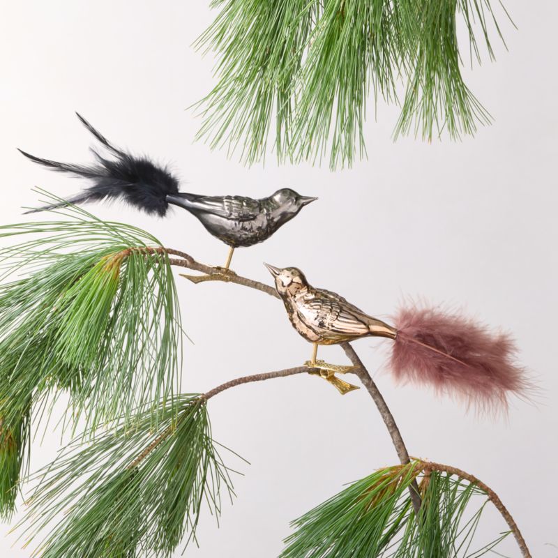 Brambling Bird Black Hand Painted Glass Christmas Tree Ornament Clip - image 3 of 4