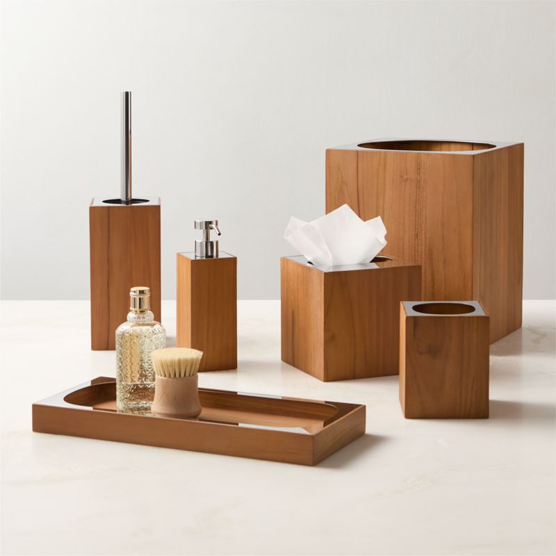 Brogan Teak and Stainless Steel Vanity Tray - image 1 of 5