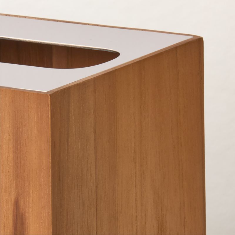 Brogan Teak and Stainless Steel Tissue Box Cover - image 3 of 6