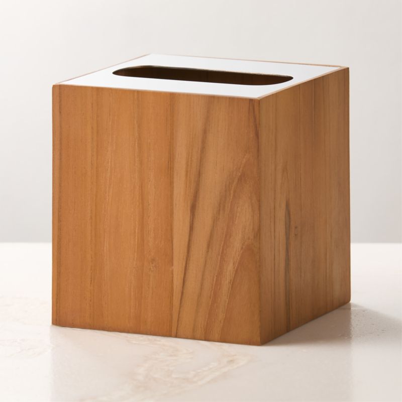 Brogan Teak and Stainless Steel Tissue Box Cover - image 2 of 6