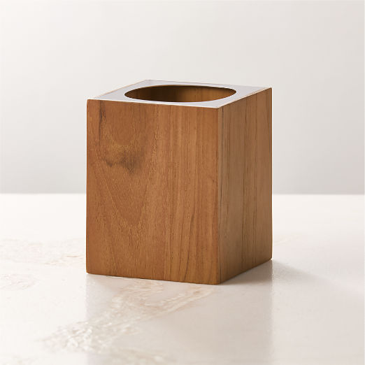 Brogan Teak and Stainless Steel Toothbrush Holder