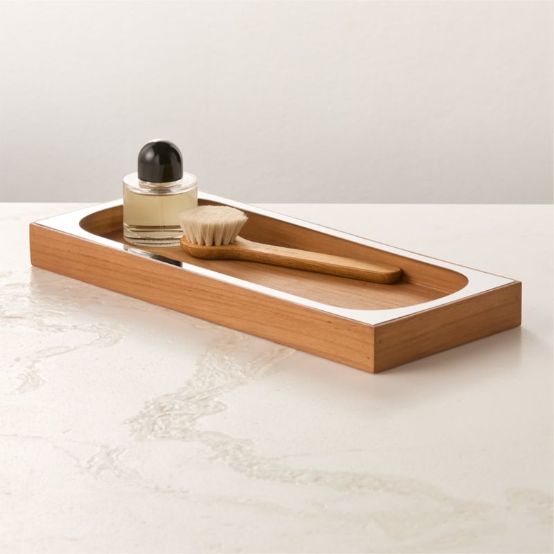 Brogan Teak and Stainless Steel Vanity Tray - image 0 of 5