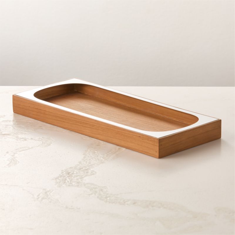 Brogan Teak and Stainless Steel Vanity Tray - image 2 of 5