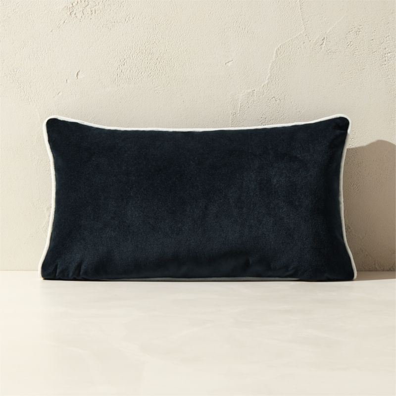 Bronte Black Velvet Outdoor Throw Pillow 20"x12" - image 0 of 3