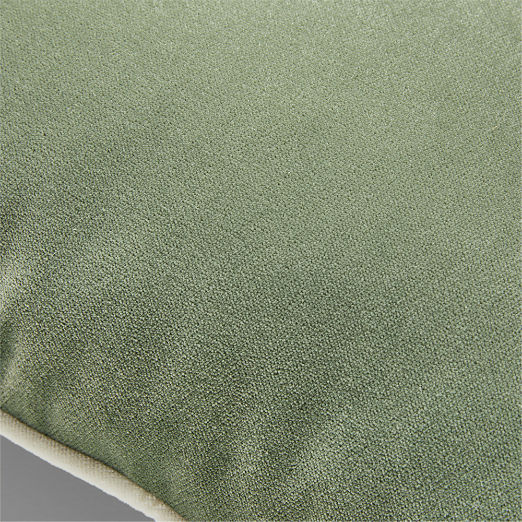 Bronte Olive Green Velvet Outdoor Throw Pillow 20"x12"