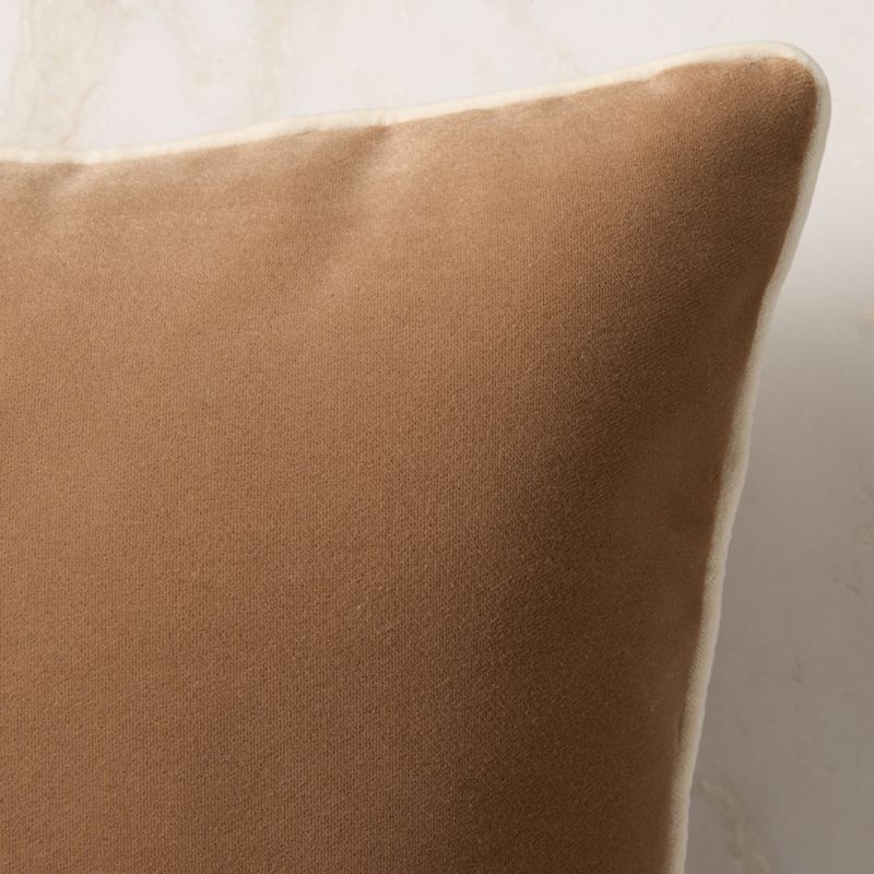 Bronte Light Brown Velvet Outdoor Throw Pillow 20"x20" - image 1 of 3