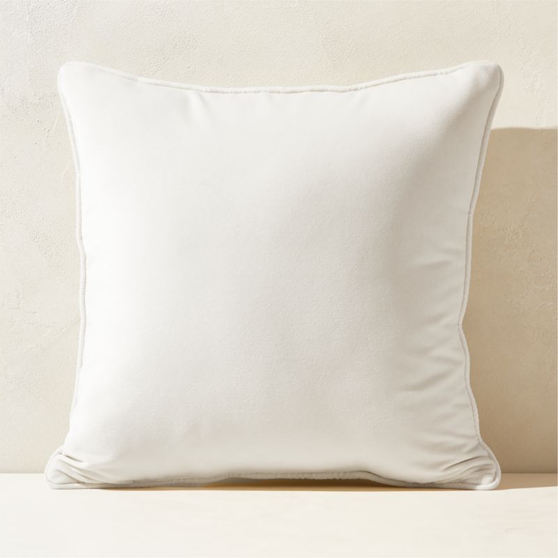 Bronte Warm White Velvet Outdoor Throw Pillow 20" - image 0 of 3