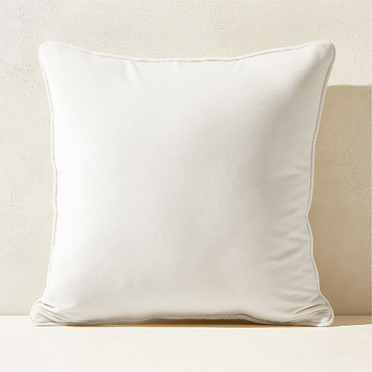 Bronte Warm White Velvet Outdoor Throw Pillow 20"