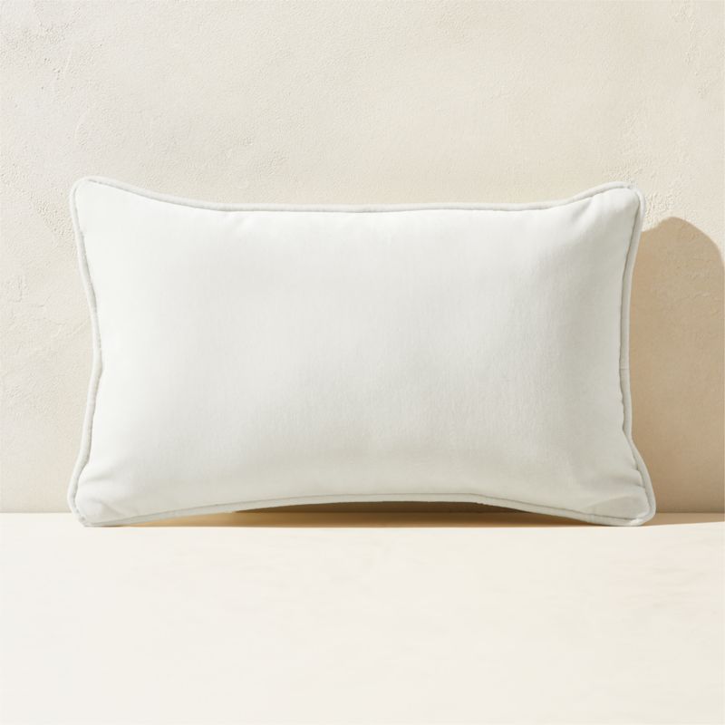 Bronte Warm White Velvet Outdoor Throw Pillow 20"x12" - image 0 of 5