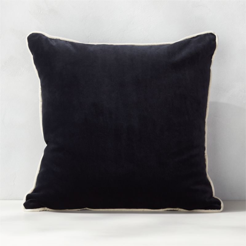 View 20'' Bronte Recycled Velvet Black and White Outdoor Throw Pillow details