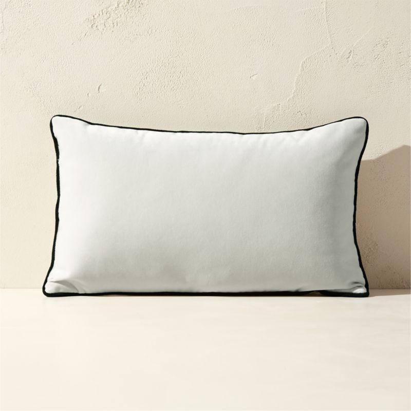 Bronte White Velvet Outdoor Throw Pillow 20"x12" - image 0 of 4