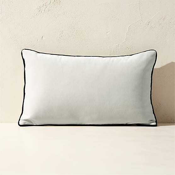 Bronte White Velvet Outdoor Throw Pillow 20"x12"