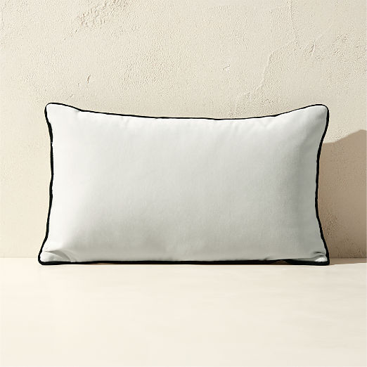 Bronte White Velvet Outdoor Throw Pillow 20"x12"