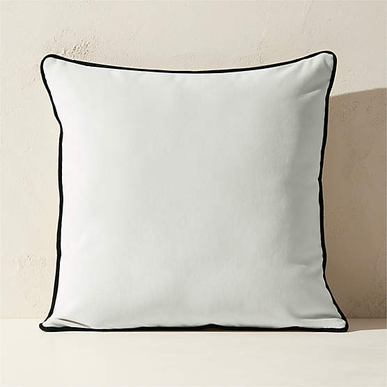 Bronte White Velvet Outdoor Throw Pillow 20"