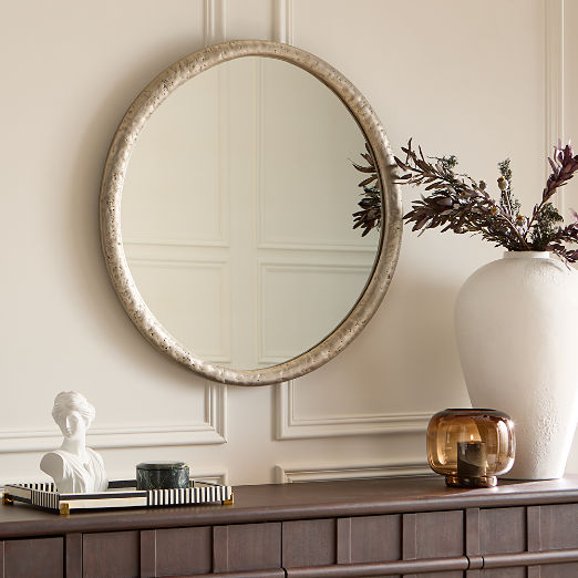 Bronx Nickel Cast Aluminum Round Wall Mirror 36"