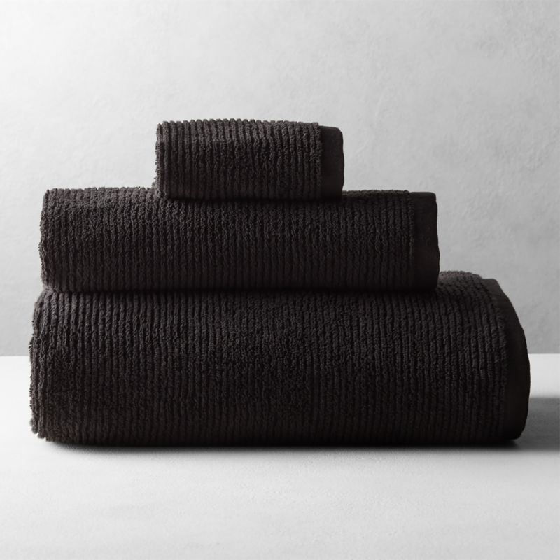 View Brooks Ribbed Organic Cotton Black Bath Sheet Set details