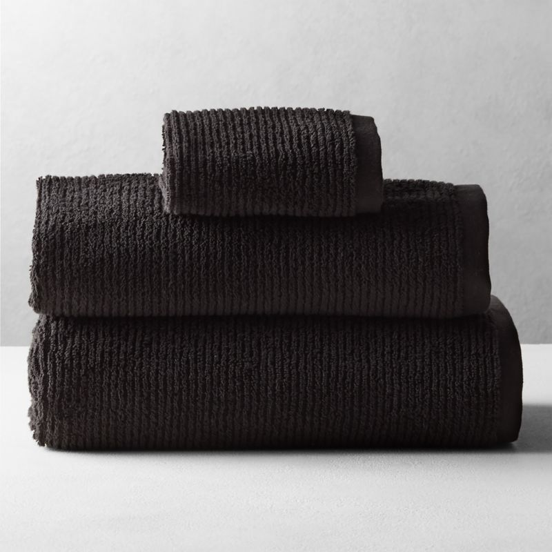 View Brooks Ribbed Organic Cotton Black Bath Towel Set details