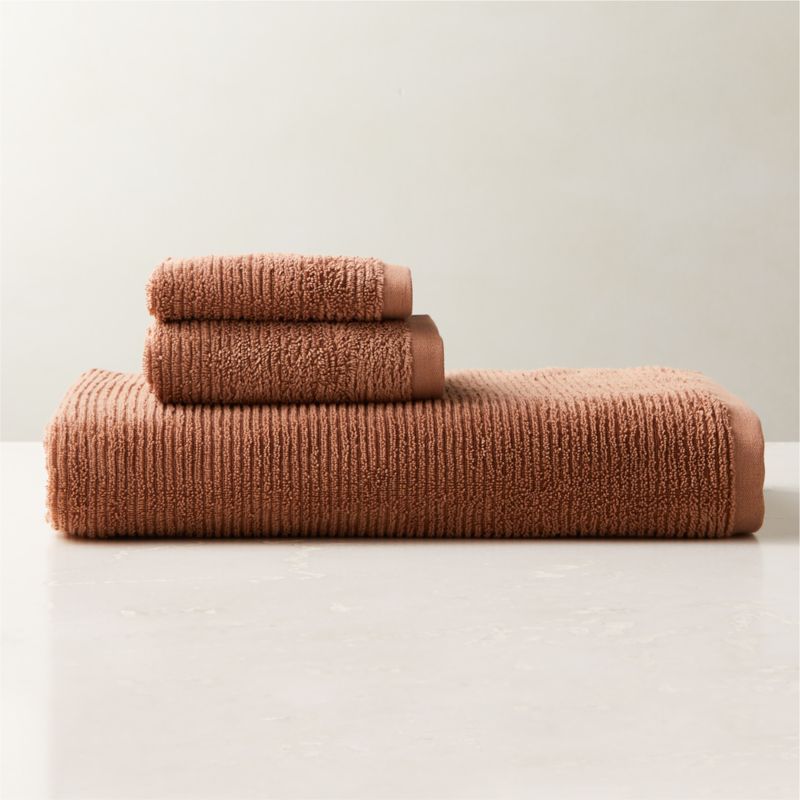 View Brooks Ribbed Organic Cotton Dusty Rose Bath Sheet Set details