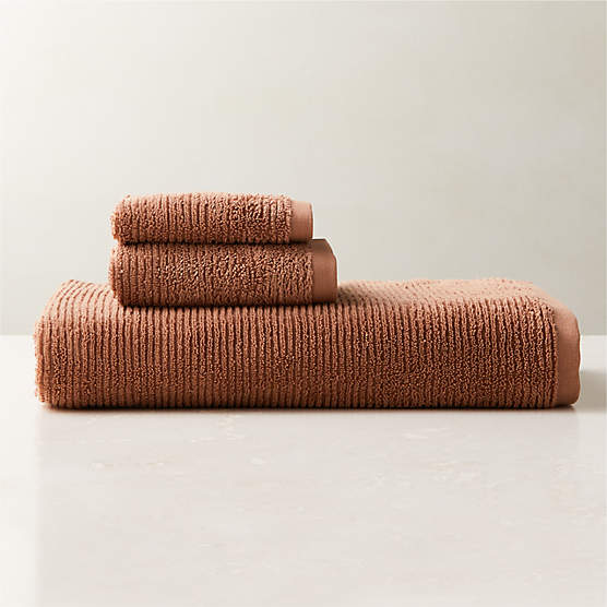 Brooks Ribbed Organic Cotton Dusty Rose Bath Towel Set