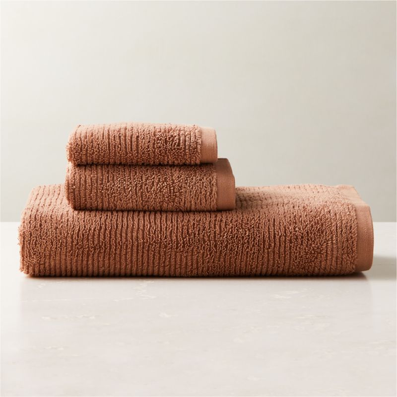 View Brooks Ribbed Organic Cotton Dusty Rose Bath Towel Set details