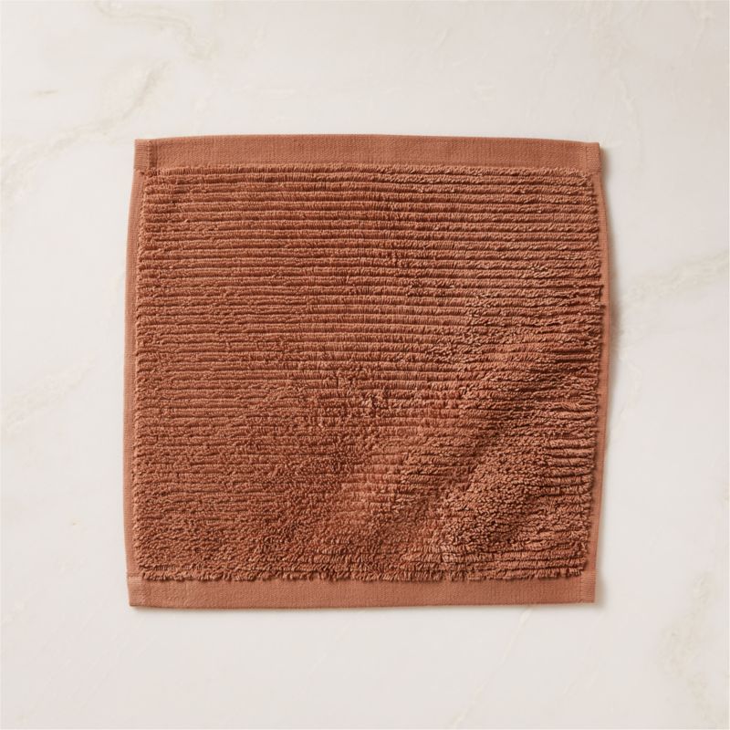 View Brooks Ribbed Organic Cotton Dusty Rose Washcloth details