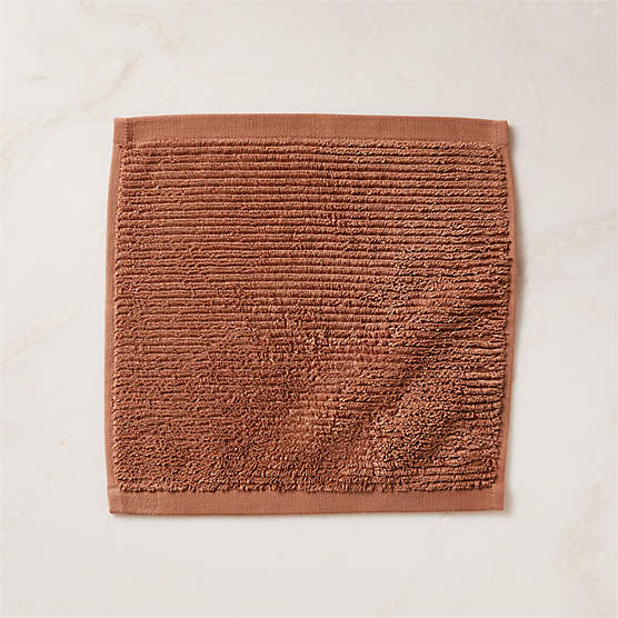 Brooks Ribbed Organic Cotton Dusty Rose Washcloth