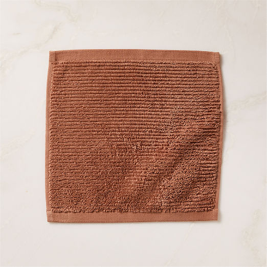 Brooks Ribbed Organic Cotton Dusty Rose Washcloth