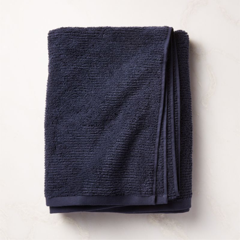 View Brooks Ribbed Organic Cotton Midnight Blue Bath Sheet details