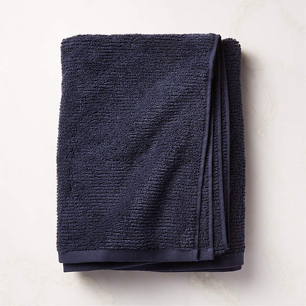 Brooks Ribbed Organic Cotton Black Bath Towels | CB2