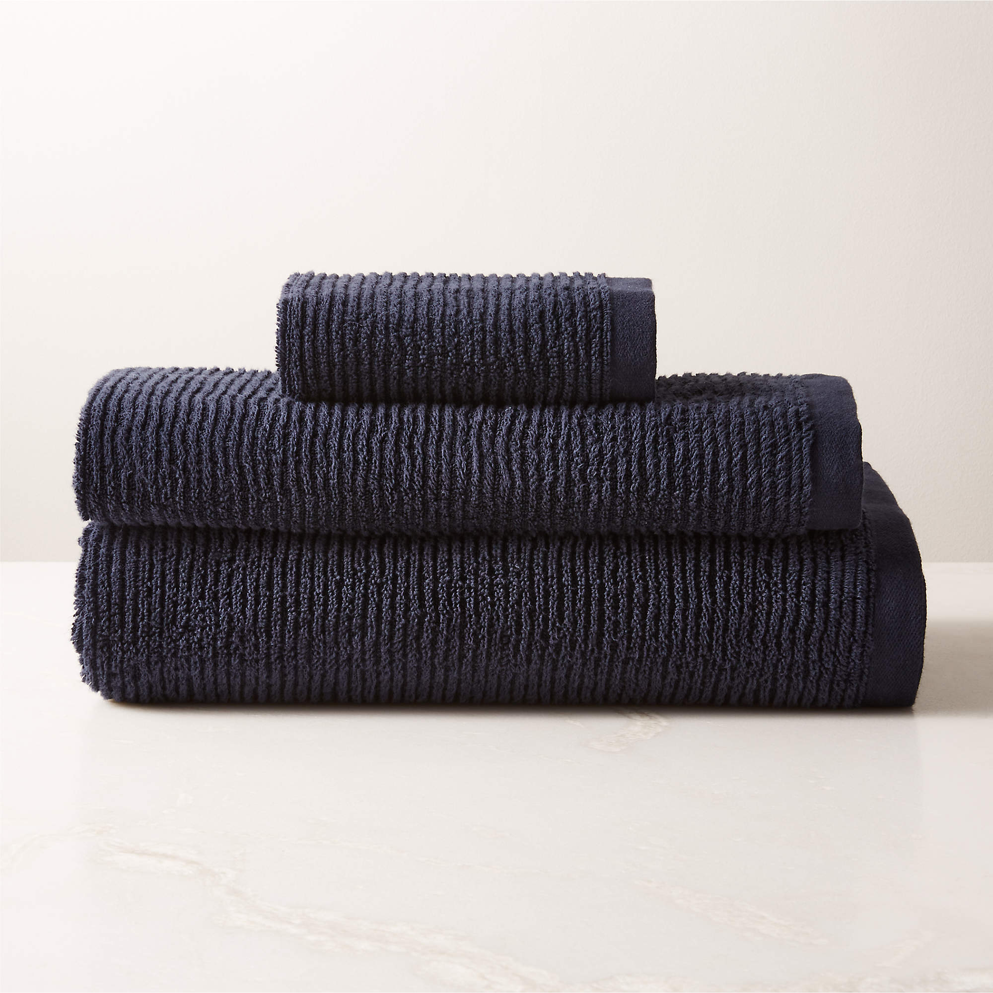 Brooks Organic Cotton Navy Blue Bath Towel Set + Reviews CB2