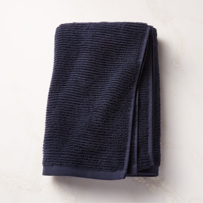 View Brooks Ribbed Organic Cotton Midnight Blue Bath Towel details