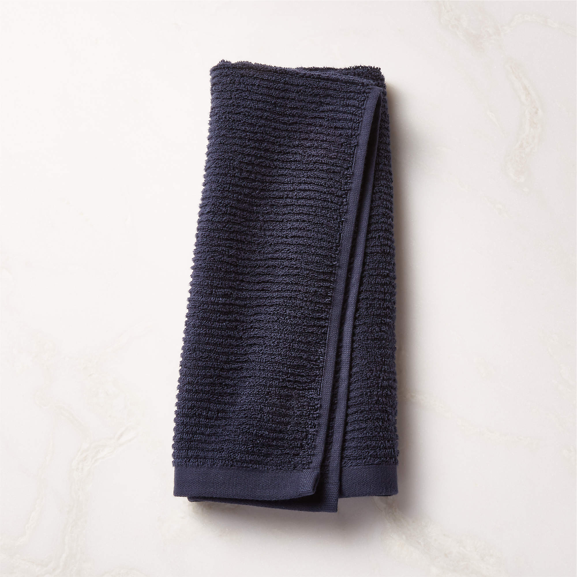 Brooks Modern Ribbed Organic Cotton Midnight Blue Hand Towel + Reviews