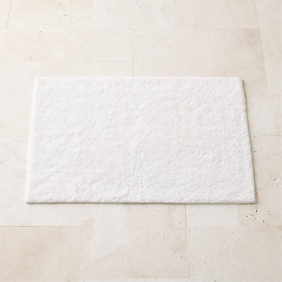 Neela Organic Cotton White with Black Trim Bath Mat 24"x36" + Reviews | CB2