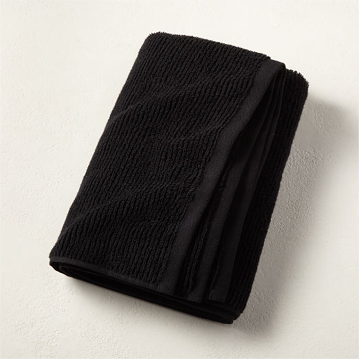 Brooks Ribbed Organic Cotton Black Bath Towel