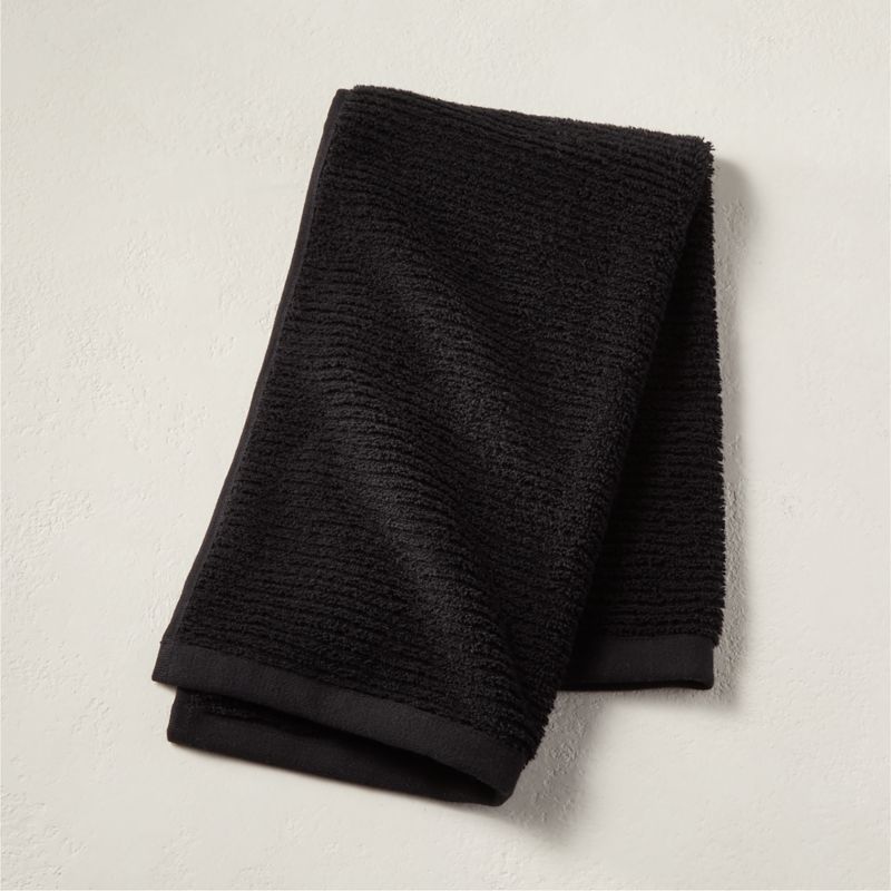 Brooks Ribbed Organic Cotton Black Hand Towel + Reviews | CB2 Canada