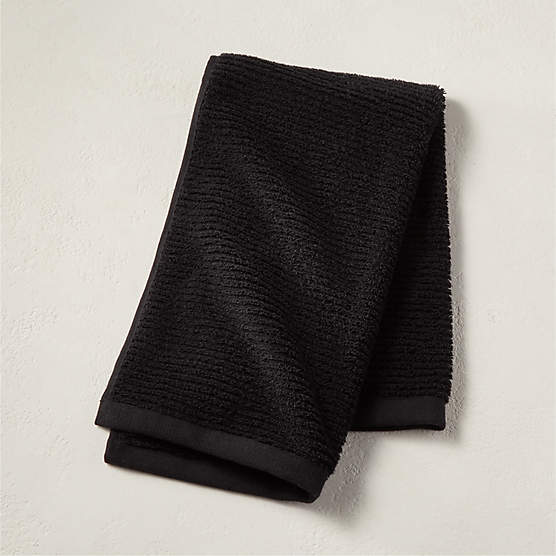 Brooks Ribbed Organic Cotton Black Hand Towel