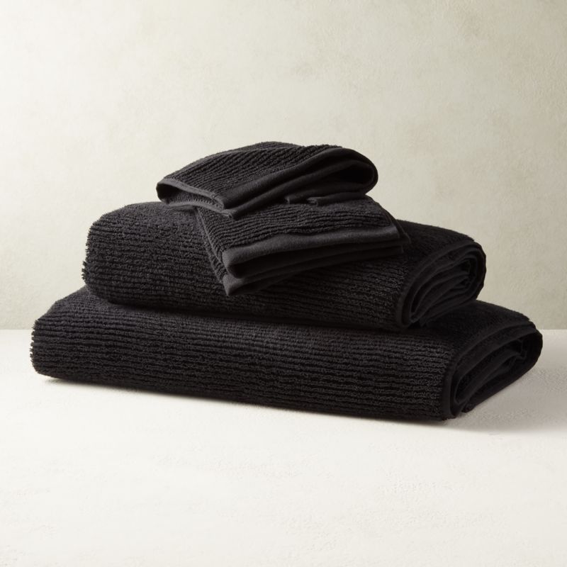 Brooks Ribbed Organic Cotton Black Bath Towel - image 1 of 7